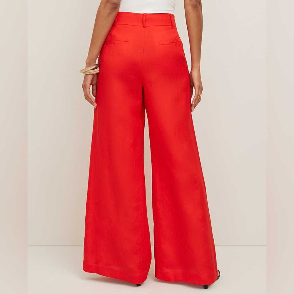 NWT! Ann Taylor The Statement Palazzo Pant in Linen Blend - Size 4 - Picture 2 of 7